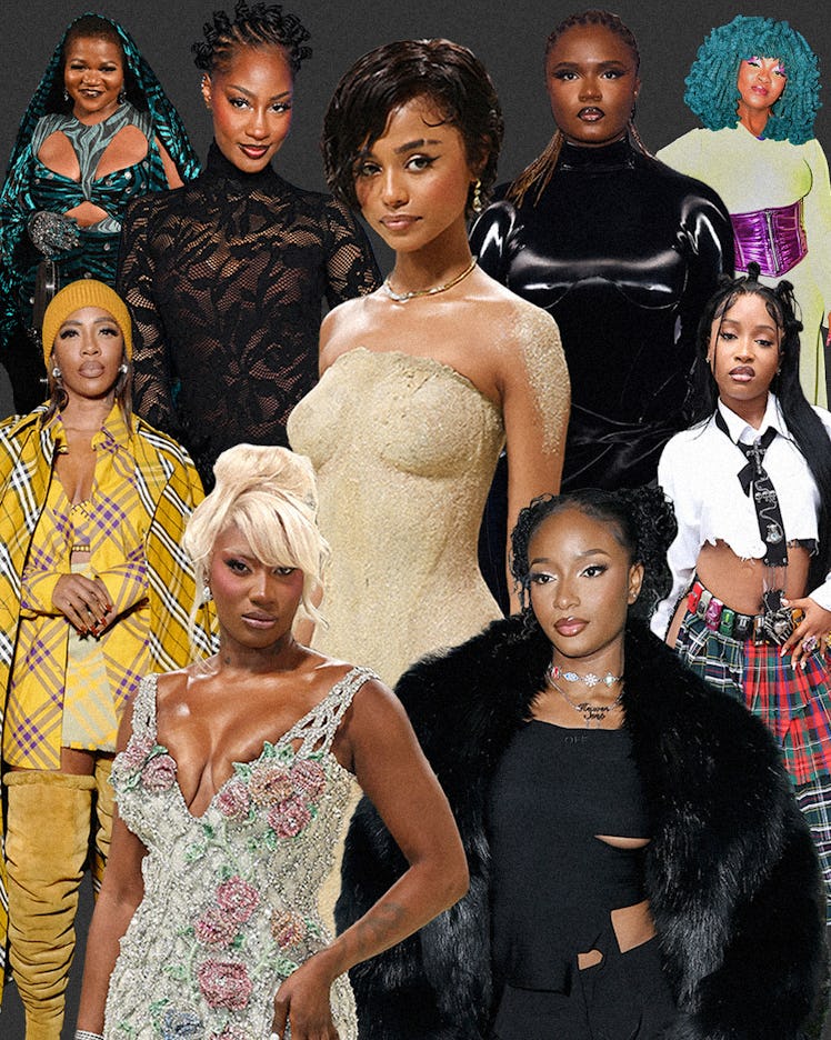 A collage of Busiswa Gqulu, Tems, Tula, Amaarae, Moonchild Sannelly, Uncle Waffles, Ayra Starr, Aya ...