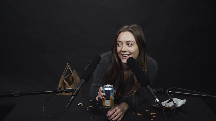 A screenshot from an ASMR video with Billie Lourd