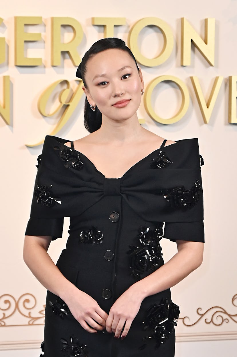 Yerin Ha attends the "Bridgerton: Season Of Love" fan event at Raffles London at The OWO on February...