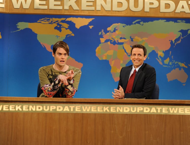 bill hader as stefon and seth meyers on weekend update snl