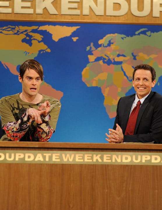 bill hader as stefon and seth meyers on weekend update snl