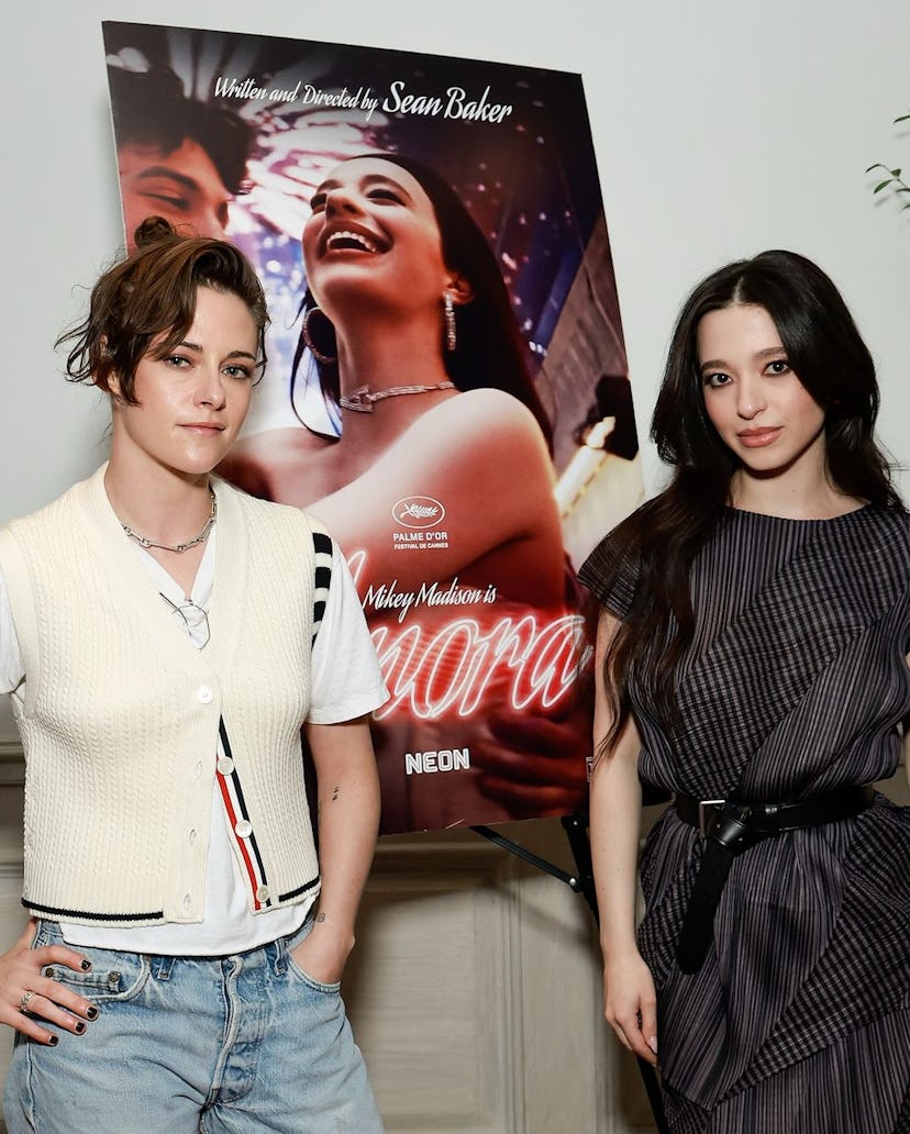 Kristen Stewart and Mikey Madison during an "Anora" screening.